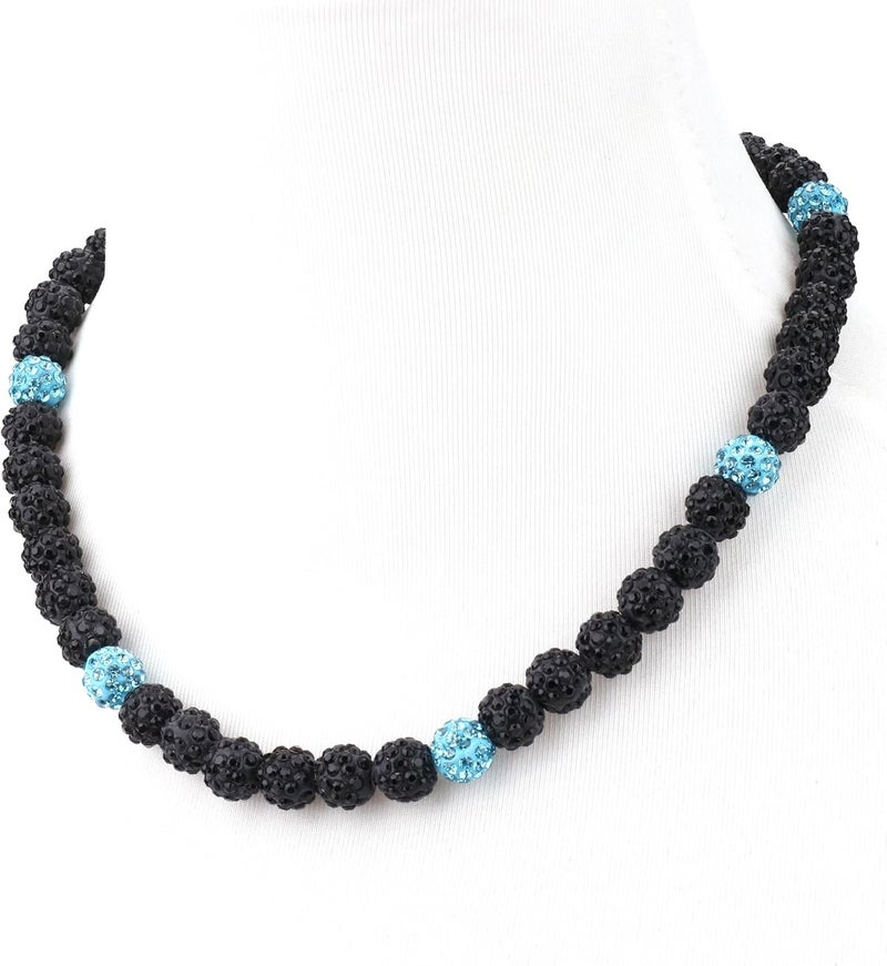Krfy Baseball Necklaces for Boys, Bling Rhinestone Beaded Necklaces for Women Men, Diamond Baseball Drip Necklace Ice Bead Necklaces Inspired Sports Jewelry, 17.7 Inches, Age：Over 8 Years Old - Image 1